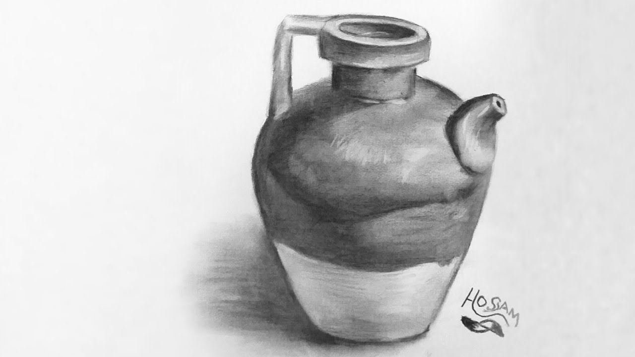 اسهل الرسومات البسيطة المذهلة - رسم جرة فخار بالرصاص 8895 2