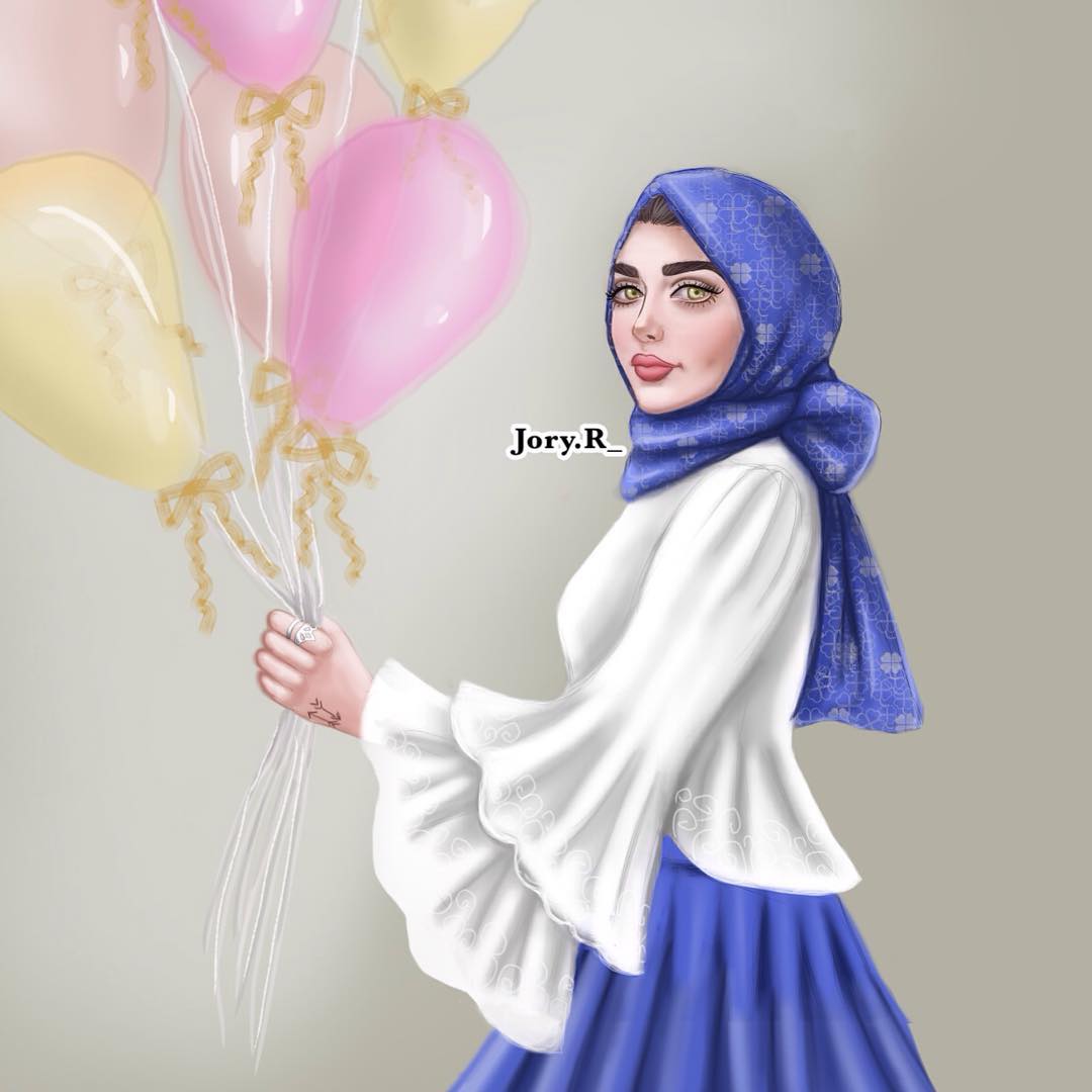 صور بنات محجبات حلوات - بنات محجبات مرسومة 3088 3