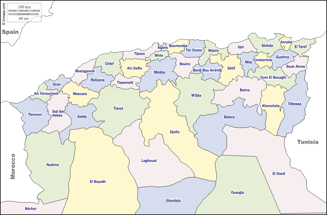 تقسيم الجزائر الإداري - خريطة الولايات الجزائرية 7405